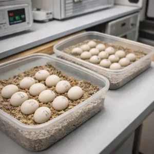 Fresh collection Budgerigar fertile eggs prepared for incubation
